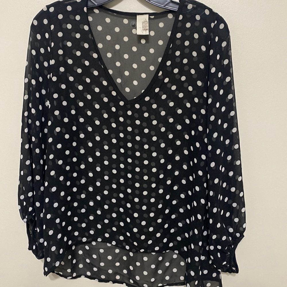 Boutique Brand Balloon Sleeve Polka Dot Top